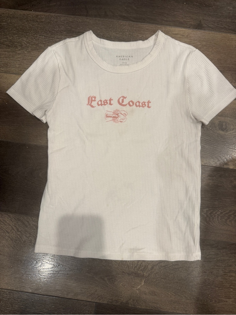American Eagle Outfitters White 'East Coast' Graphic Ribbed Tee